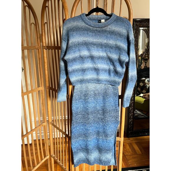 H&M Mohair Effect Cropped Blue Ombre Sweater - Picture 4 of 4
